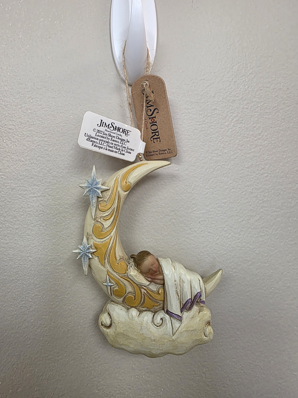 Jim Shore White & Gold Moon Baby Ornament - Whimsical - Celestial
